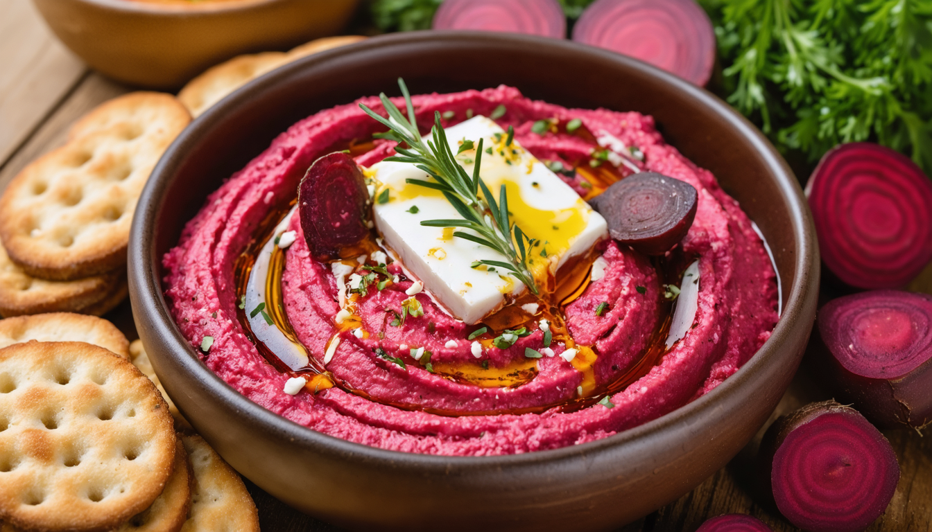 découvrez notre houmous de betterave gourmand accompagné de chèvre croustillant, une recette pleine de fraîcheur et de saveurs intenses qui ravira vos papilles.