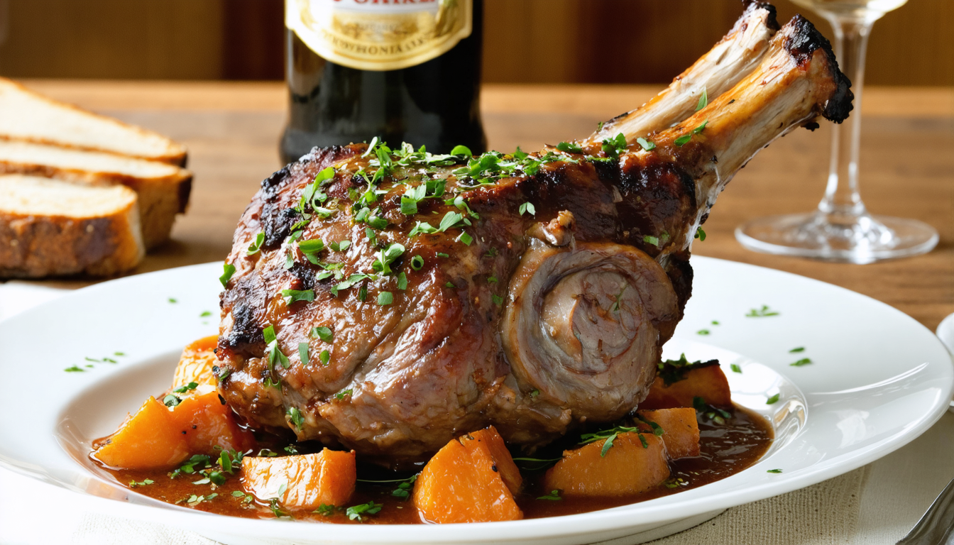 découvrez la recette savoureuse du jarret de porc braisé à la bière selon hugo desnoyer, un plat riche en saveurs pour régaler vos papilles.