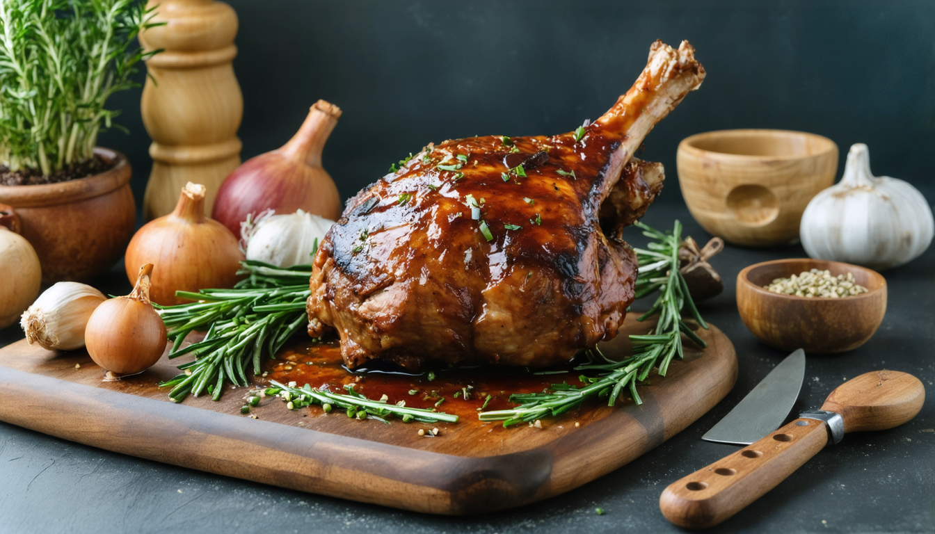découvrez la recette savoureuse du jarret de porc braisé à la bière selon hugo desnoyer, un plat riche en goût et facile à préparer pour régaler vos convives.