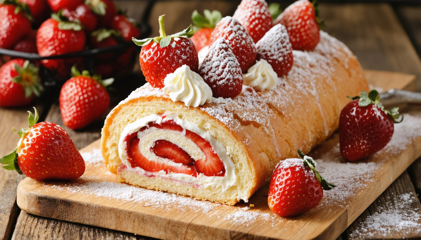 découvrez la recette irrésistible du biscuit roulé aux fraises de cyril lignac, un dessert gourmand et facile à réaliser pour toutes vos envies sucrées.
