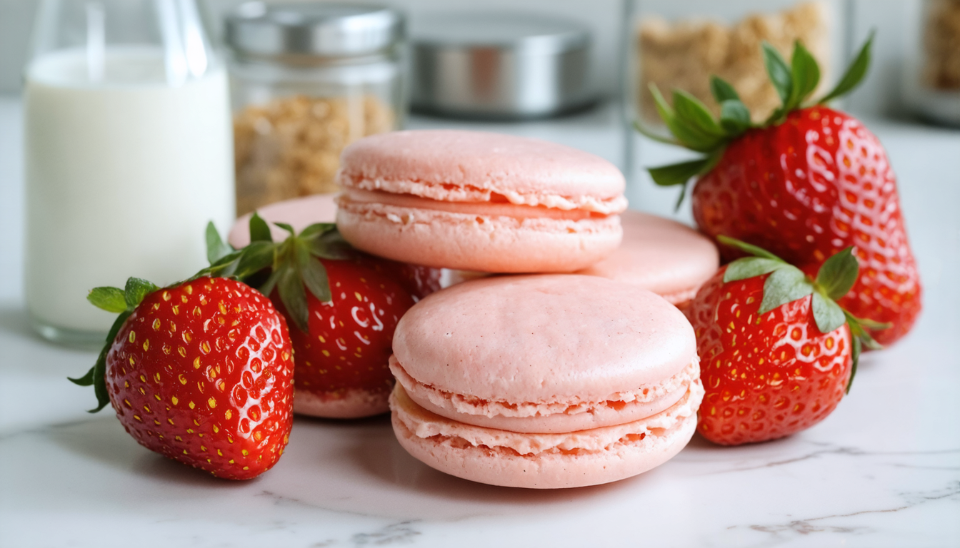 découvrez une recette simple et gourmande de macaron géant aux fraises, parfait pour régaler les amateurs de douceurs fruitées et fondantes.