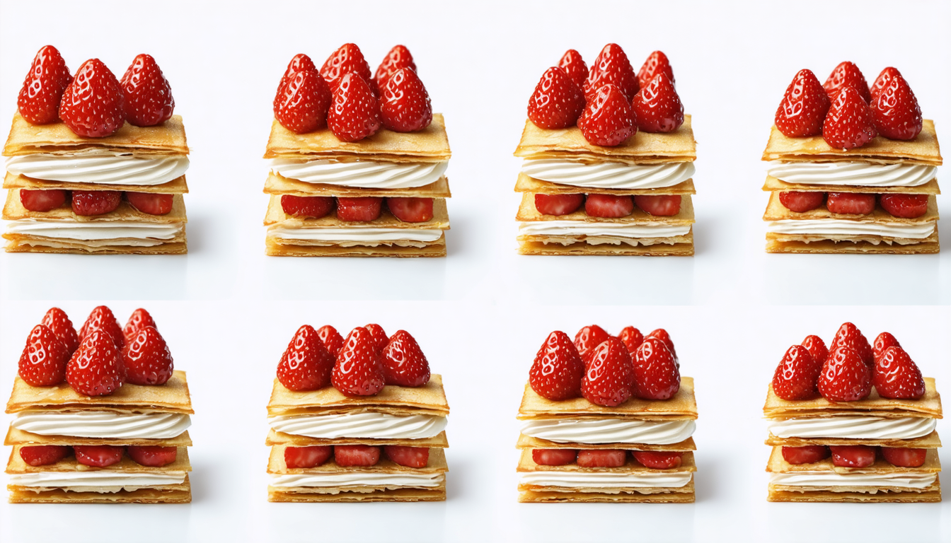 découvrez un mille-feuilles gourmand et léger, parfait pour la saint-valentin, alliant fraises fraîches et chocolat fondant pour un dessert romantique et délicieux.