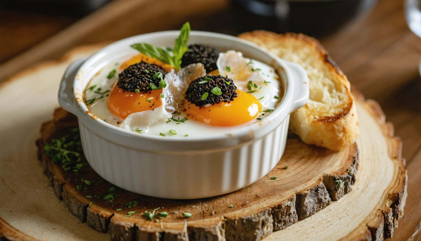 découvrez notre recette simple et gourmande d'œuf cocotte aux truffes, idéale pour un plat raffiné et plein de saveurs.