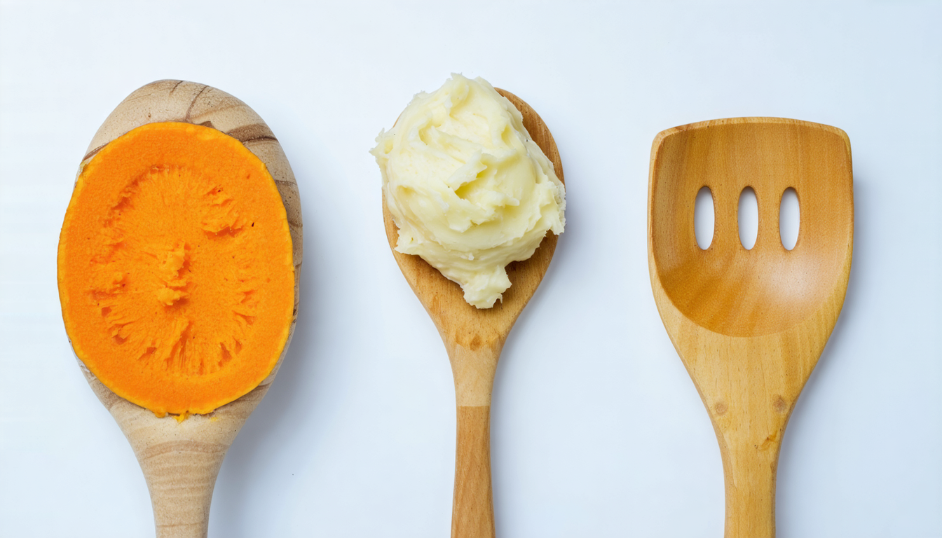 découvrez une onctueuse purée de patate douce et panais, délicatement nappée d'une crème au bleu pour un équilibre parfait entre douceur et saveurs intenses.
