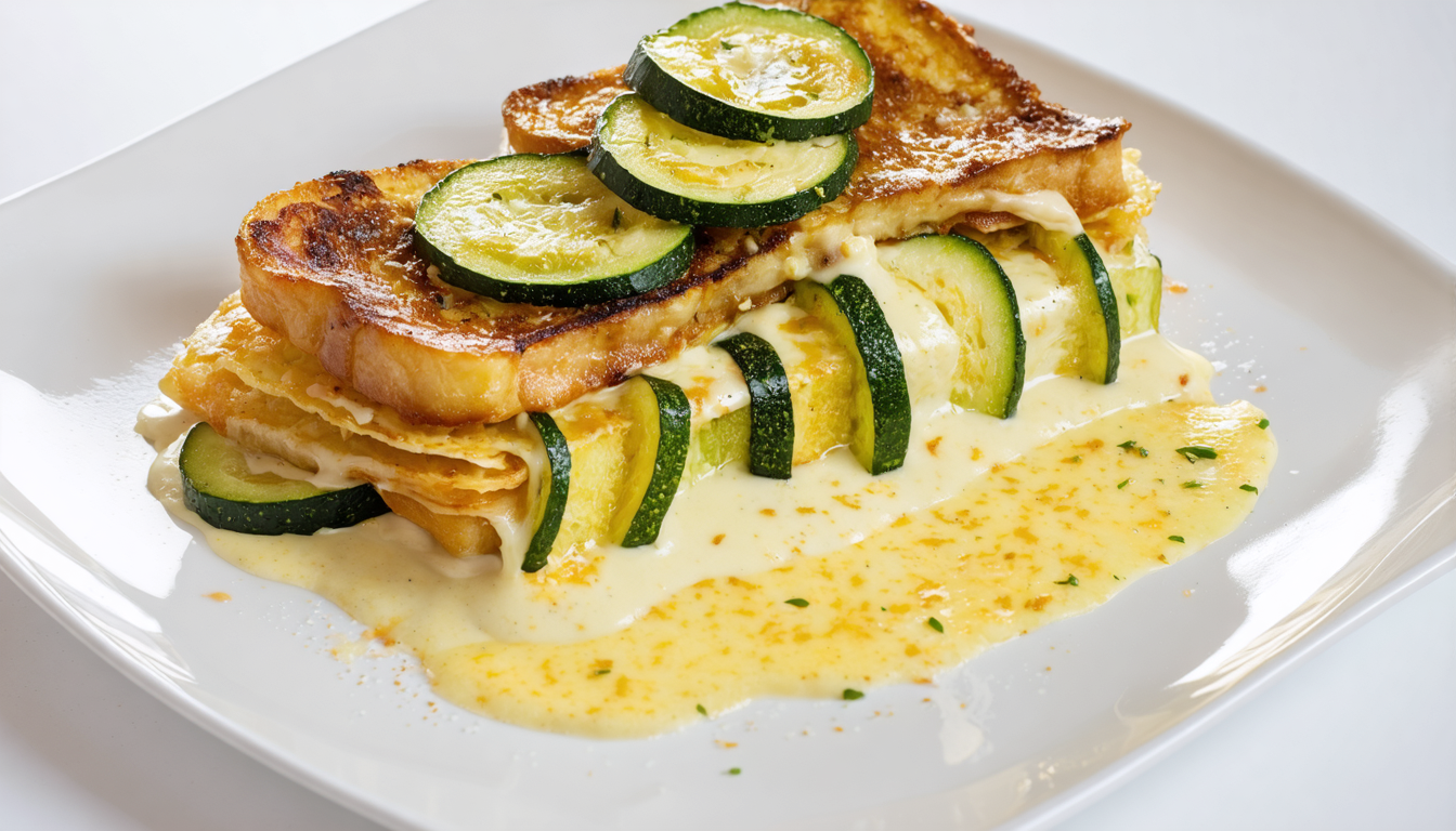découvrez notre recette gourmande de pain perdu gratiné aux courgettes, nappé d'une béchamel légère pour un plat savoureux et réconfortant.