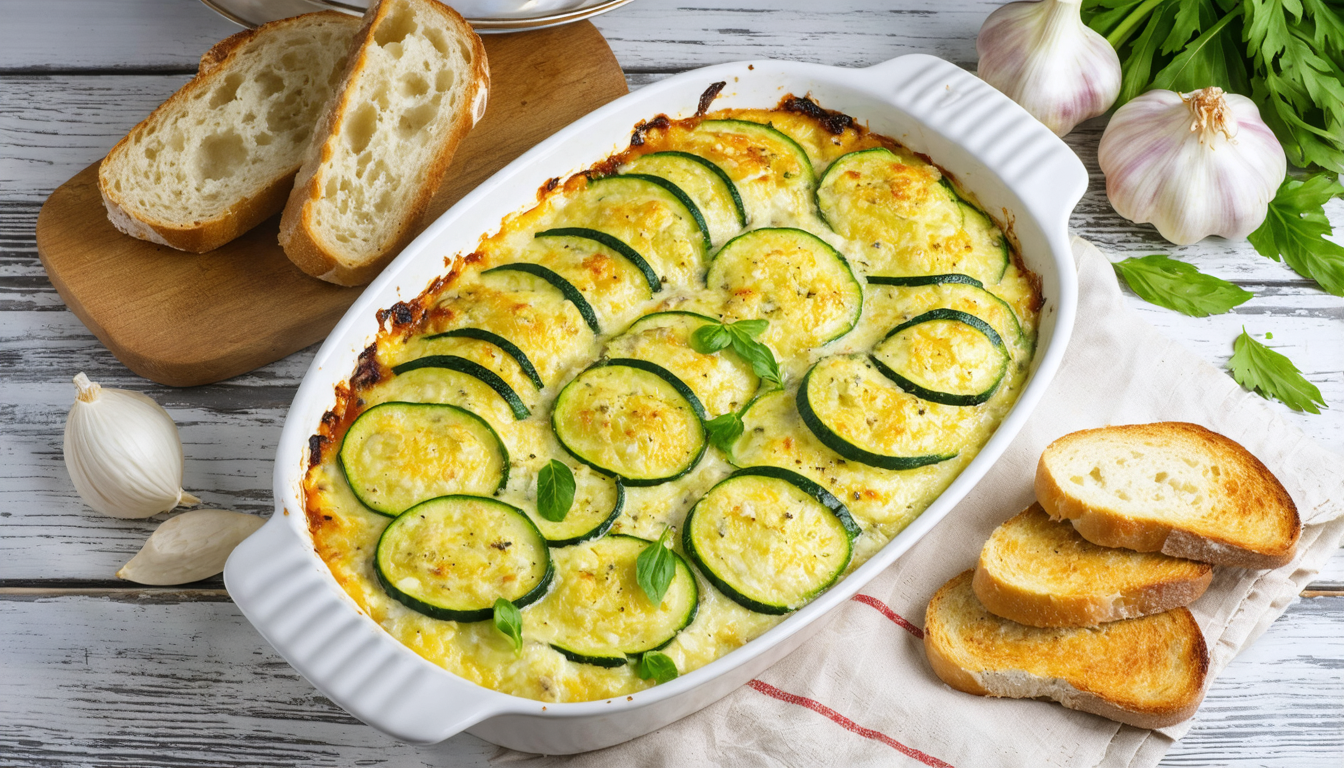 découvrez notre recette gourmande de pain perdu gratiné aux courgettes, accompagné d'une béchamel légère pour un plat savoureux et équilibré, idéal pour un repas convivial.