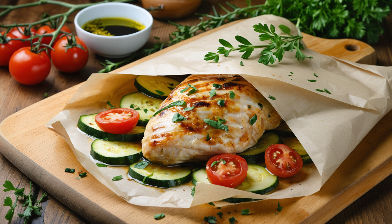 découvrez une recette simple et délicieuse de papillote de blanc de poulet, parfaite pour un repas sain et rapide à préparer.