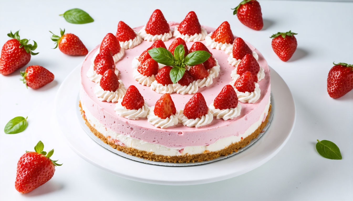 découvrez notre recette délicieuse de cheesecake glacé à la fraise et au basilic, un dessert frais et original parfait pour toutes les occasions.