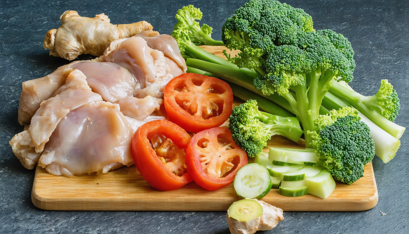 découvrez une recette express de sauté léger de poulet avec des légumes croquants et un gingembre parfumé, délicatement relevé à la sauce soja pour un repas savoureux et rapide.
