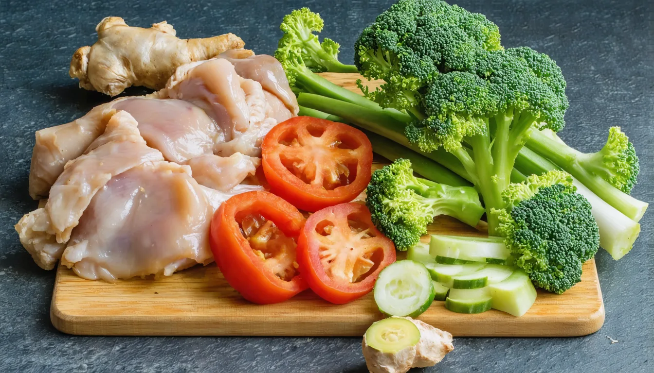 découvrez une recette express de sauté léger de poulet avec des légumes croquants et un gingembre parfumé, délicatement relevé à la sauce soja pour un repas savoureux et rapide.