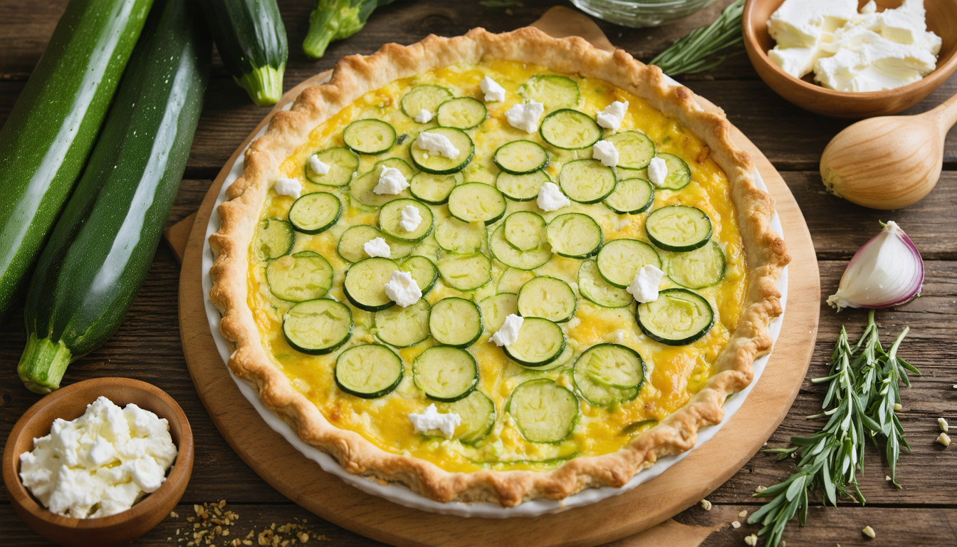 découvrez une recette facile et savoureuse de quiche aux courgettes et au fromage de chèvre, idéale pour un repas gourmand et léger en toute simplicité.