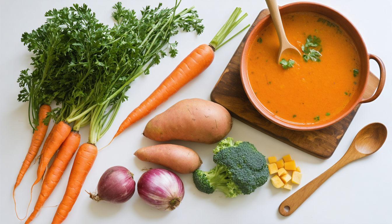 découvrez une recette facile et rapide de soupe légère aux carottes et patate douce, idéale pour un repas sain et réconfortant.