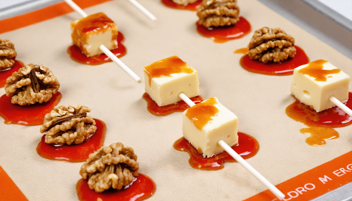 découvrez notre recette originale de sucettes gourmandes alliant fromage frais et noix, revisitées en pomme d'amour pour une explosion de saveurs sucrées-salées.
