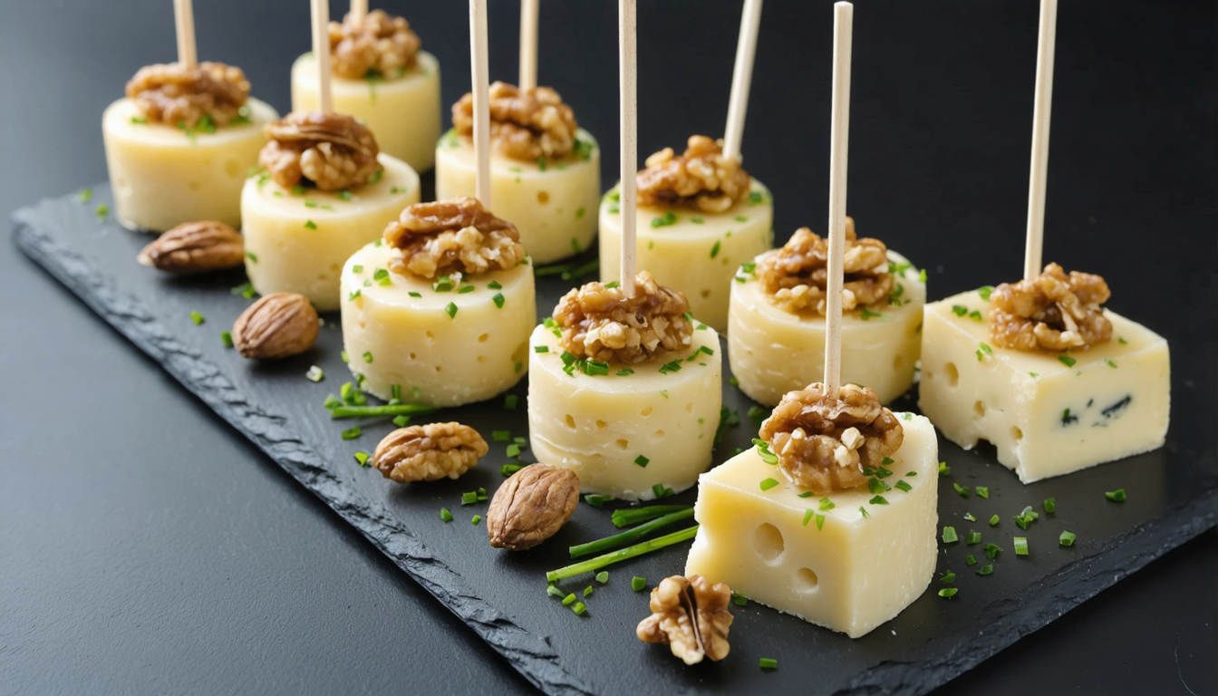 découvrez nos sucettes gourmandes au fromage frais et noix, revisitées en pomme d'amour pour une expérience sucrée-salée originale et irrésistible.