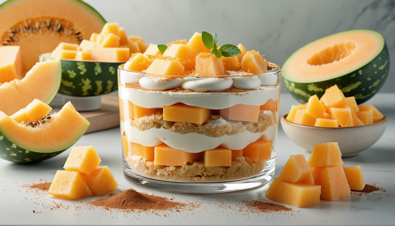 découvrez notre recette légère de tiramisu fraîcheur au melon et petits suisses, une douceur estivale irrésistible alliant fraîcheur et onctuosité.