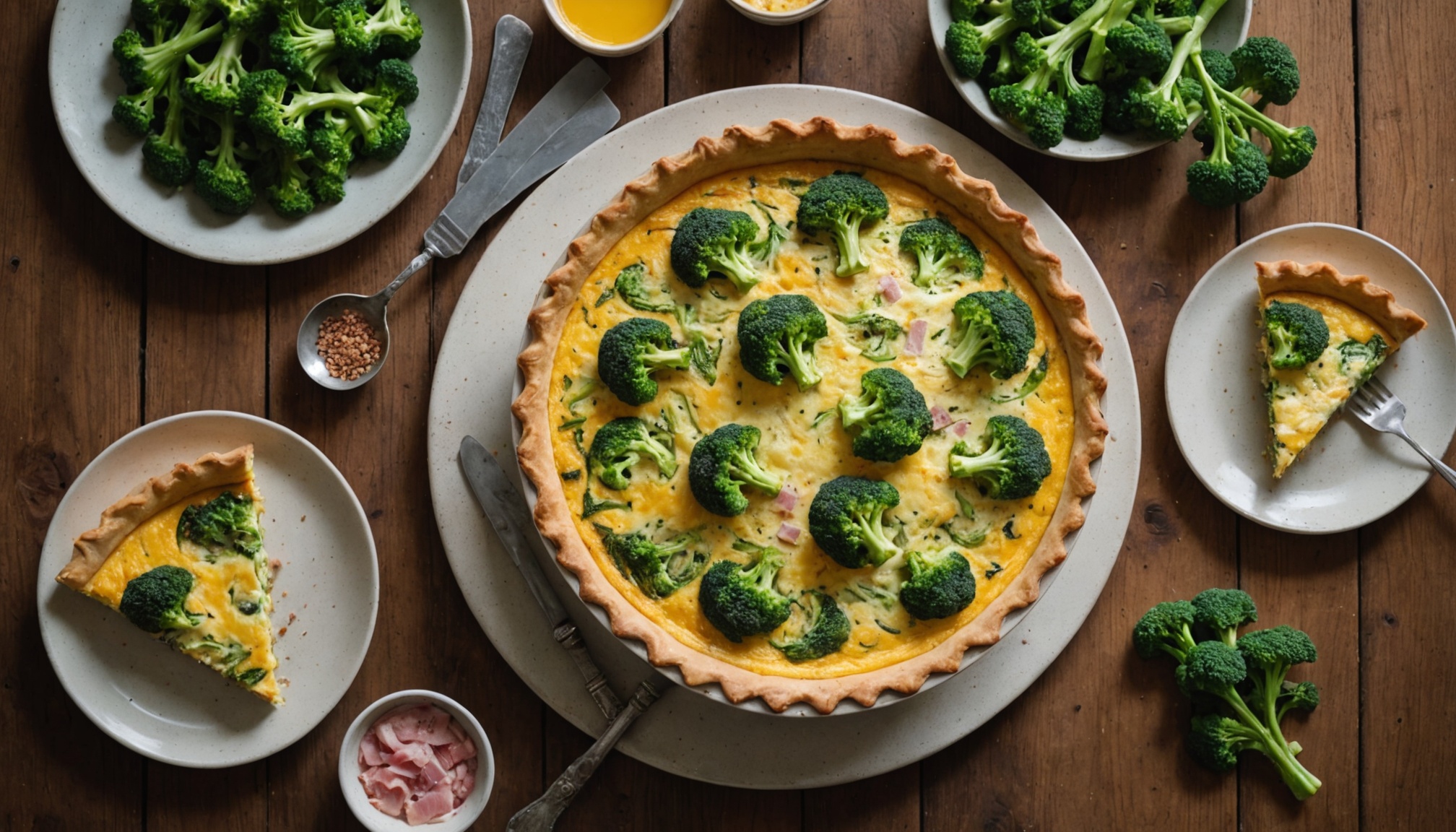 Recette simple et légère : Quiche au brocoli, jambon et semoule
