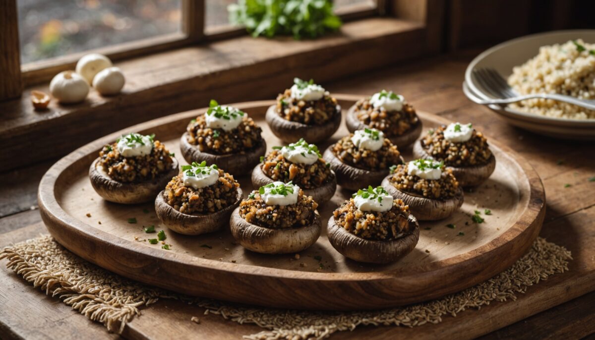 Délicieux champignons farcis au quinoa et fromage frais : une recette savoureuse et saine