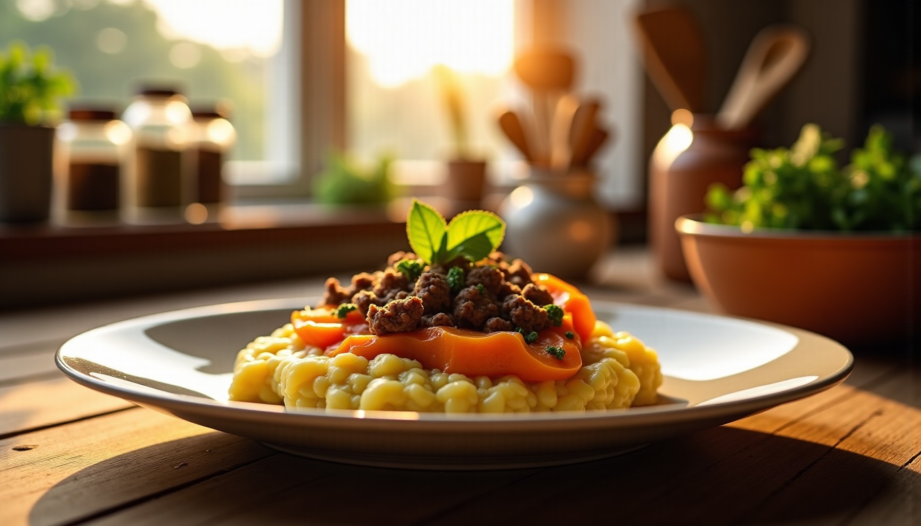 Parmentier léger et express : potiron fondant et steak haché savoureux