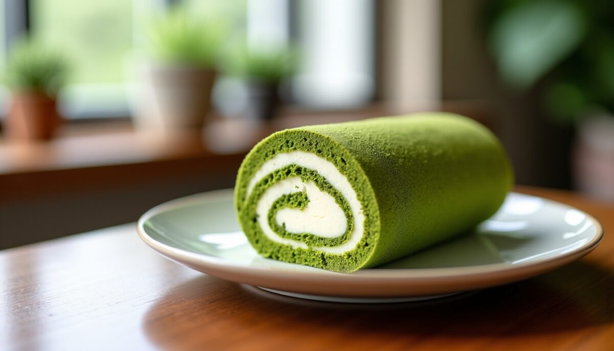Délices légers : Roulés moelleux au thé vert matcha et crème onctueuse vanillée