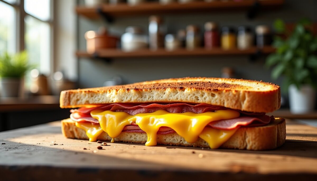 Recette gourmande : Croque-monsieur géant au fromage à raclette fondant