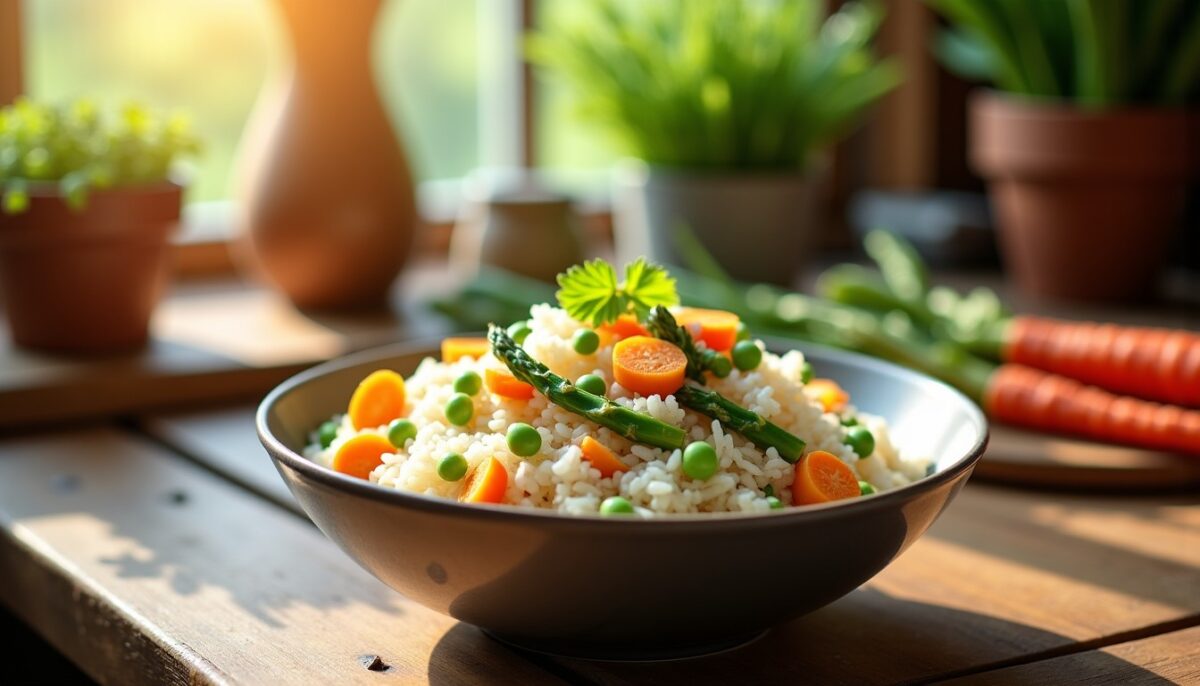 Riz léger aux légumes de printemps : une recette saine et pleine de saveurs