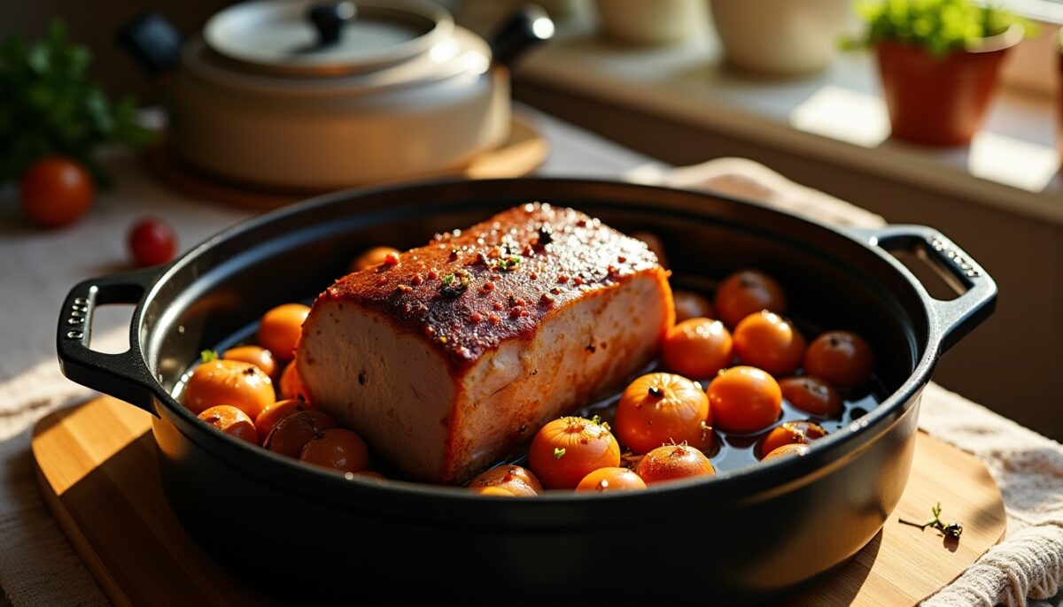 Filet mignon de porc rôti en cocotte aux échalotes fondantes : une recette savoureuse et facile