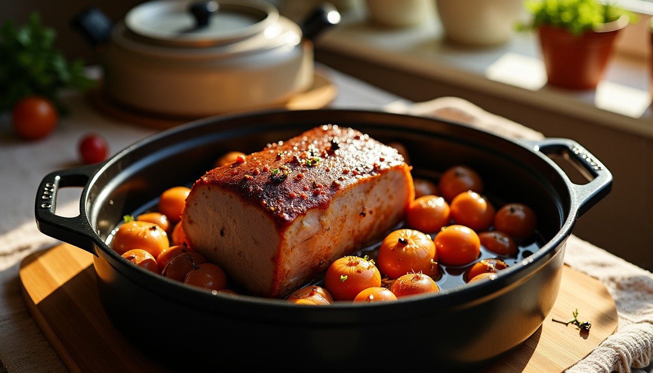 Filet mignon de porc rôti en cocotte aux échalotes fondantes : une recette savoureuse et facile