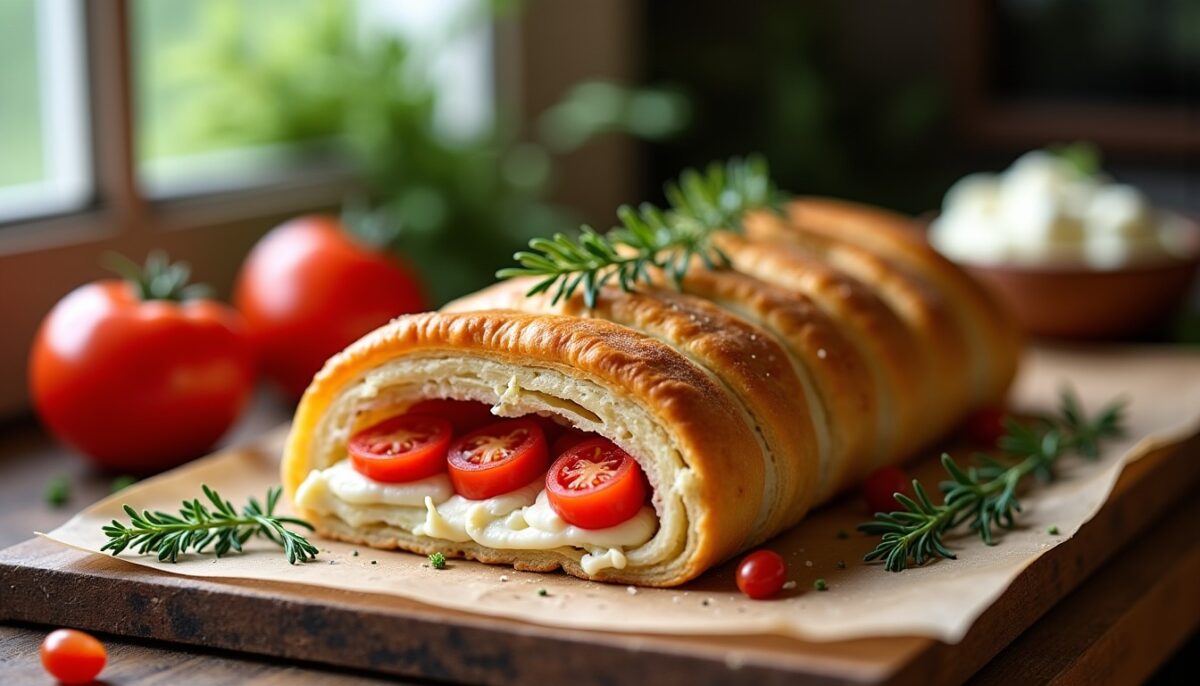 Délice roulé salé à la tomate et mascarpone parfumé au thym : une recette simple et gourmande