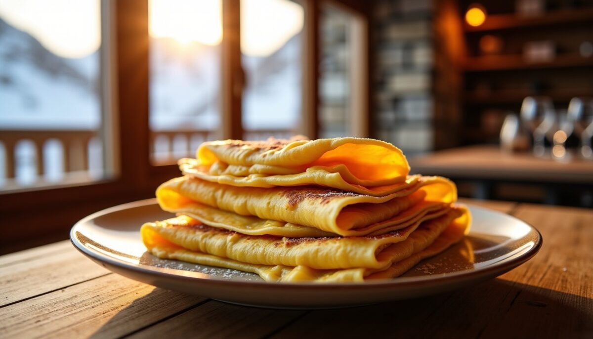 Crêpes savoyardes fondantes au fromage à raclette : le délice de la montagne dans votre assiette