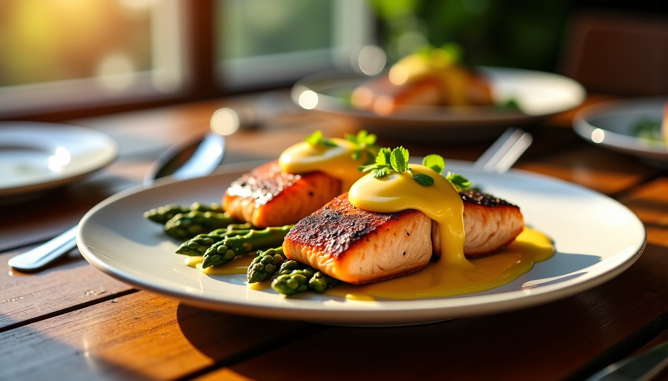 Saumon Grillé aux Asperges Vertes : Réalisez une Sauce Hollandaise Allégée et Savoureuse