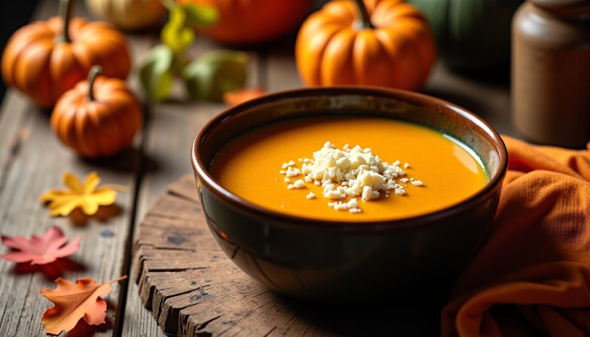Savourez la douceur automnale : recette gourmande de soupe de potimarron au fromage de chèvre