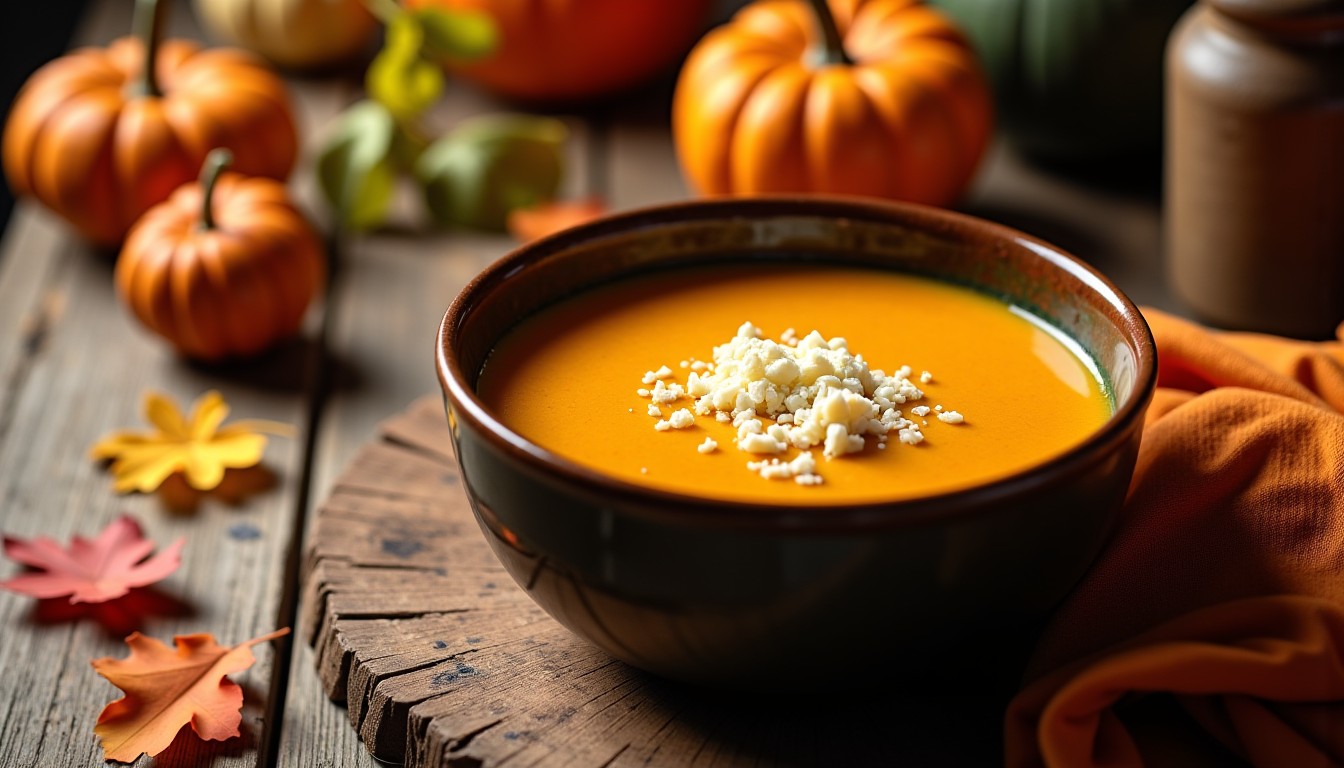 Savourez la douceur automnale : recette gourmande de soupe de potimarron au fromage de chèvre