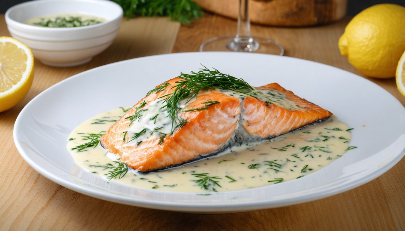 découvrez notre recette simple et gourmande de délice de saumon accompagné d'une délicate sauce au vin blanc, idéale pour un repas savoureux et raffiné.