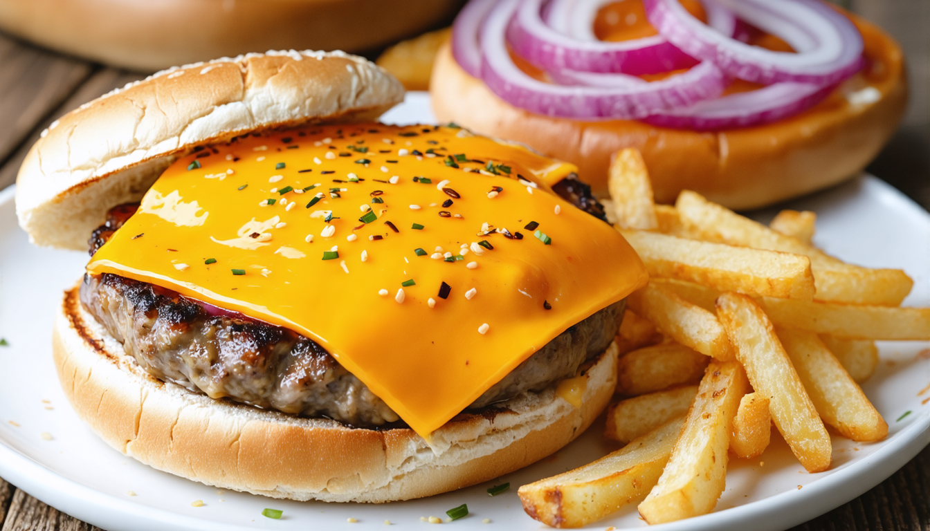 découvrez notre burger végétarien gourmand avec fromage fondant et oignons marinés maison, une explosion de saveurs pour un repas sain et savoureux.