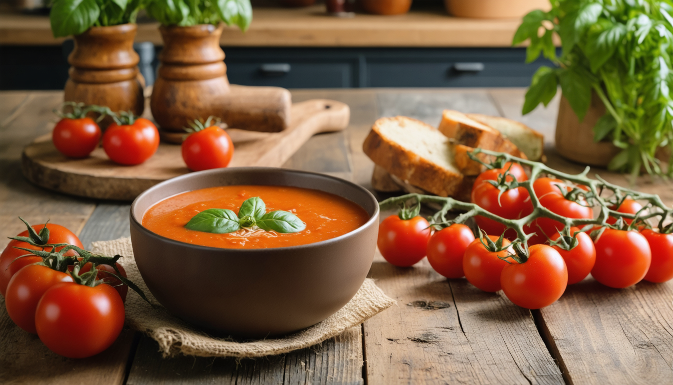 découvrez notre recette simple et rapide pour préparer une délicieuse soupe maison aux tomates fraîches, idéale pour un repas sain et savoureux.