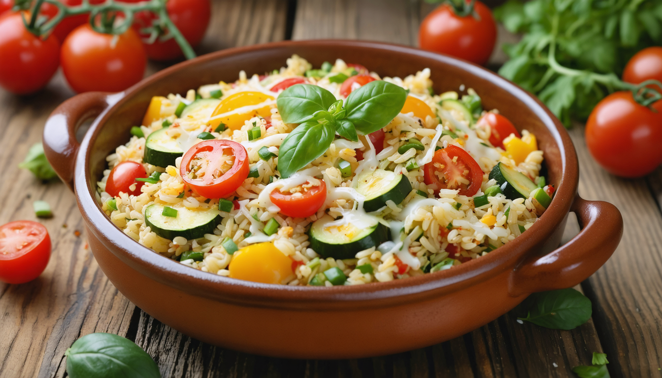 découvrez notre recette saine et savoureuse de pilaf d’épeautre aux légumes estivaux, sublimée par un fromage fondant pour un repas gourmand et équilibré.