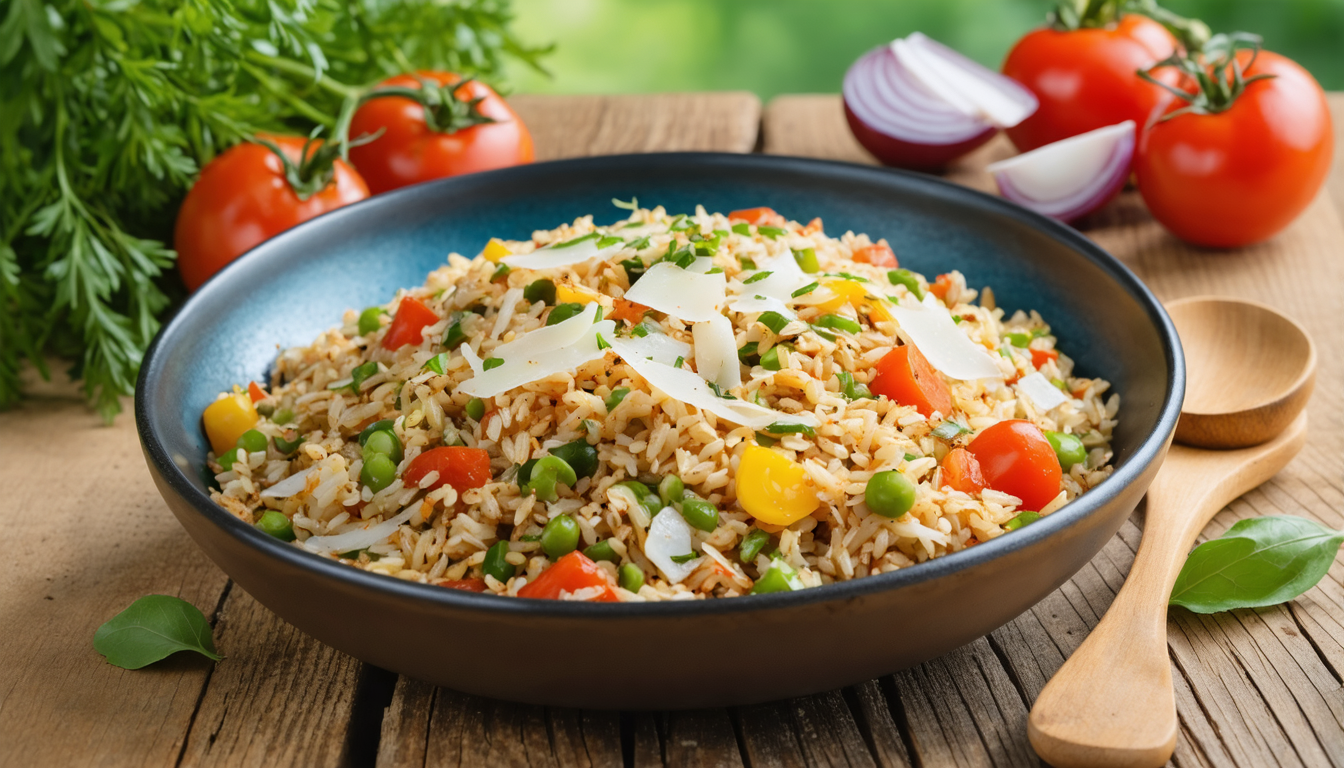 découvrez notre pilaf d’épeautre savoureux, agrémenté de légumes estivaux frais et de fromage fondant pour un repas équilibré et gourmand.