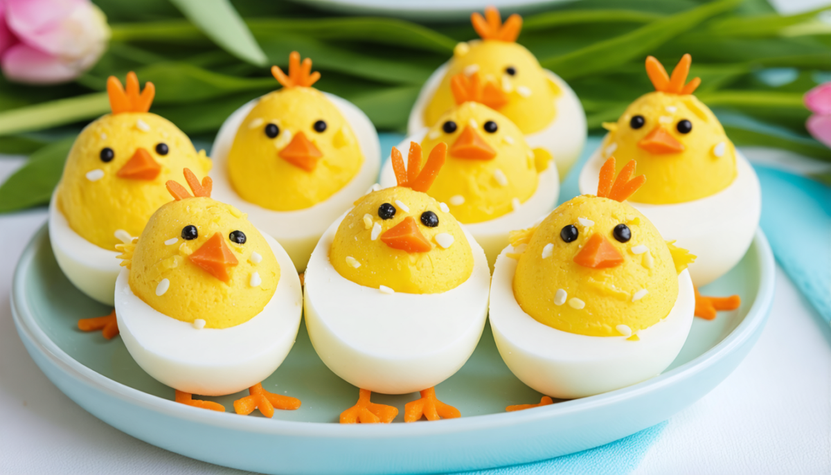 découvrez notre recette gourmande de poussins de pâques : des œufs mimosa au fromage frais, parfaits pour célébrer pâques avec douceur et saveurs.
