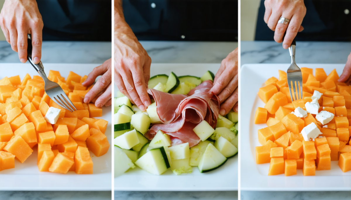 découvrez une salade estivale gourmande alliant la douceur du melon sucré, la saveur fondante du jambon cru et le caractère du fromage de brebis, parfaite pour vos repas légers et savoureux.