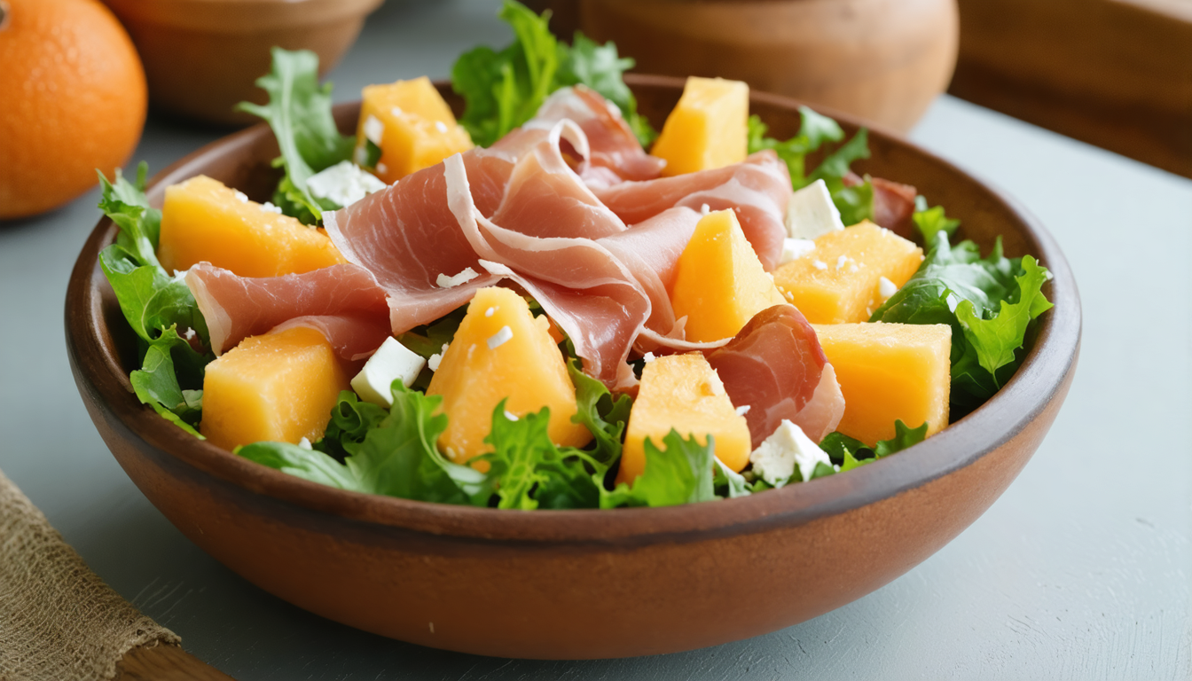 découvrez une salade estivale gourmande alliant la douceur du melon sucré, le fondant du jambon cru et la saveur authentique du fromage de brebis, parfaite pour vos repas légers et savoureux.