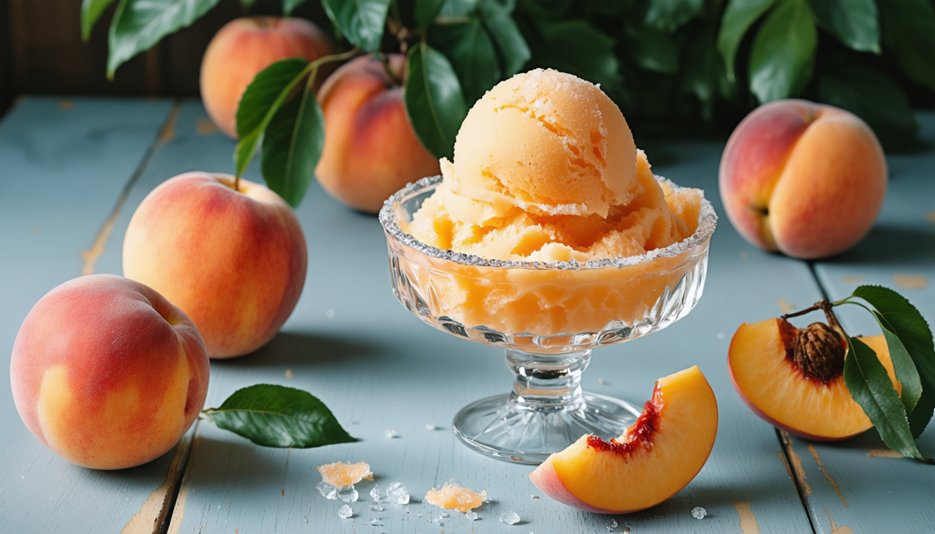 découvrez notre recette simple et fraîche de sorbet léger à la pêche, sans sorbetière, pour un été gourmand et rafraîchissant.