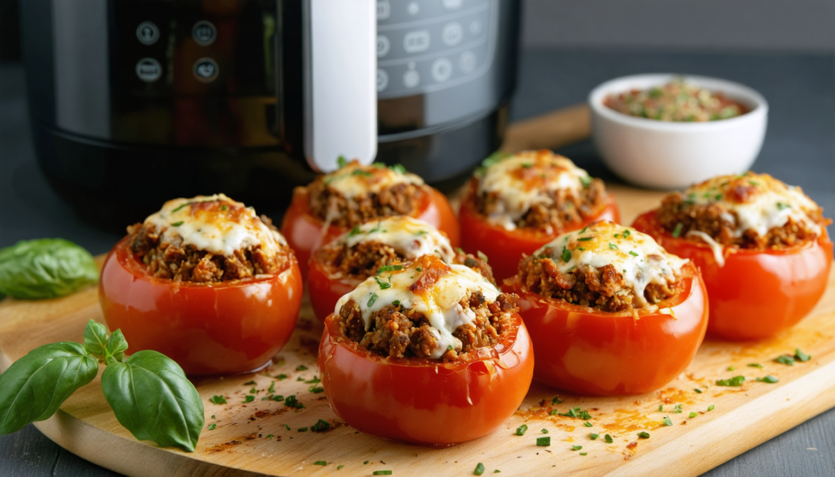 découvrez notre recette simple et rapide de tomates farcies à l'air fryer, pour un plat gourmand et savoureux prêt en quelques minutes.