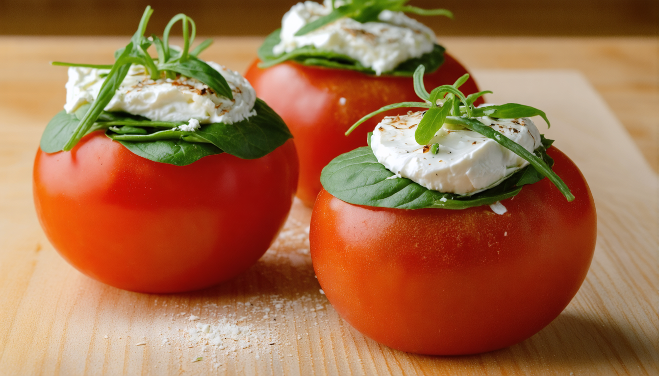 découvrez une recette saine et savoureuse de tomates farcies légères aux pousses d’épinards et fromage frais, idéale pour un repas équilibré et gourmand.
