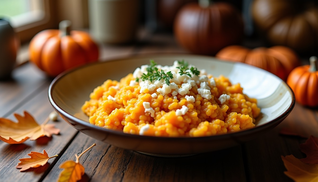 Délicieux risotto crémeux au potiron et fromage frais : une recette gourmande à découvrir