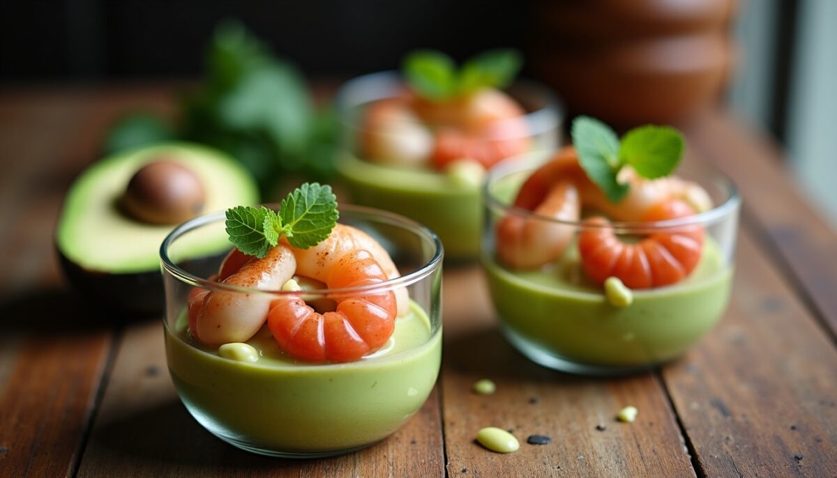 Verrines fraîches d’avocat et crevettes au fromage frais : une recette simple et gourmande