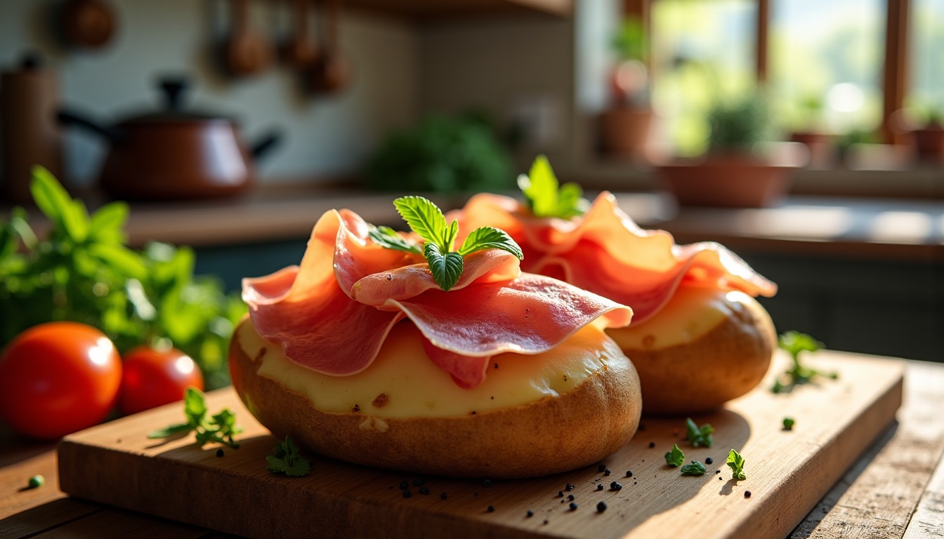 Pomme de terre gourmande farcie au jambon de Parme : une explosion de saveurs