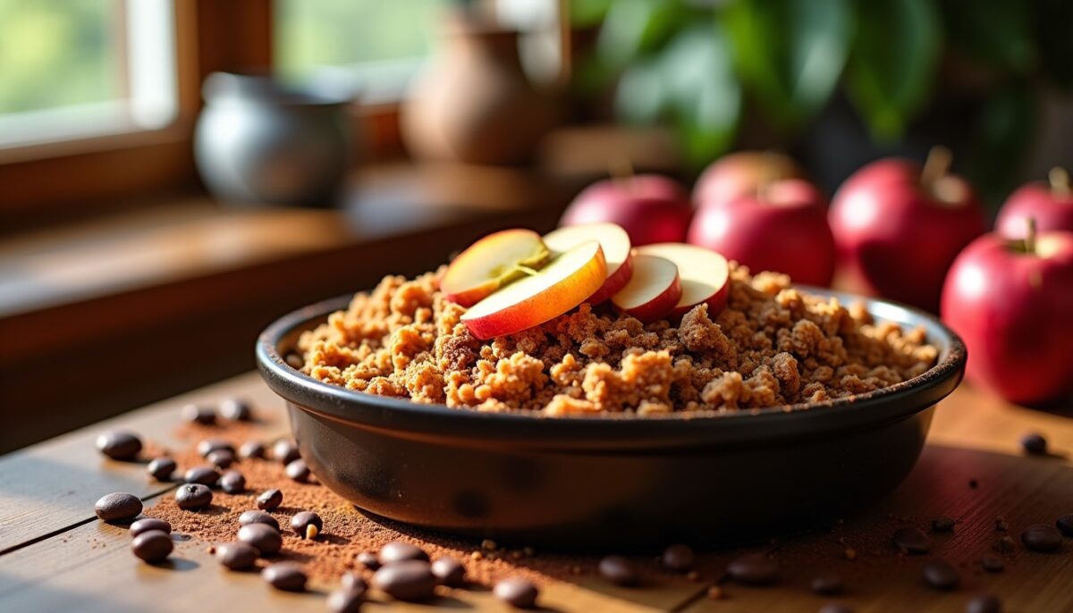 Délice léger : Crumble fondant aux pommes et cacao, la recette irrésistible