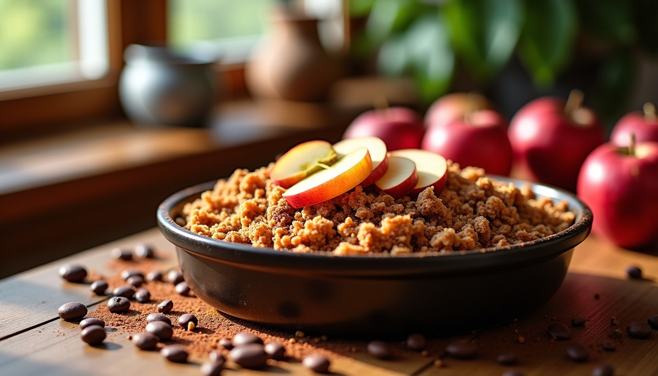 Délice léger : Crumble fondant aux pommes et cacao, la recette irrésistible