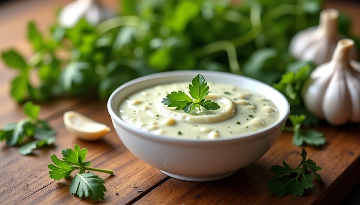 Délicieuse sauce onctueuse à l'ail et aux fines herbes pour sublimer vos plats