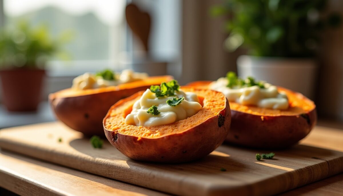 Délices de patates douces farcies au fromage frais : une recette savoureuse et réconfortante